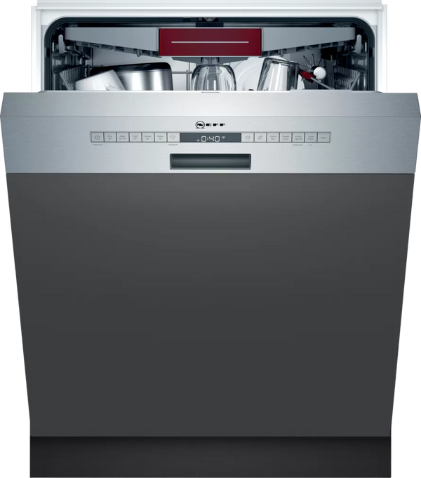 Masina de spalat vase semiincorporabila NEFF N50 S145ECS11E, Clasa C, OpenDry, Home Connect, 13 seturi, 60 cm