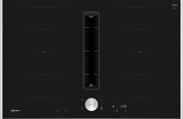 Plita cu hota integrata NEFF N90 V68TTX4L0, Clasa B, HomeConnect, TwistPad, varioInduction, 622 m³/h, 80 cm