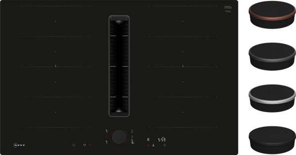 Plita cu inductie cu hota integrata NEFF N90 V68PYX4C0, FlexDesign, Flex Induction, Twist Pad Flex, 622 m³/h, 80 cm