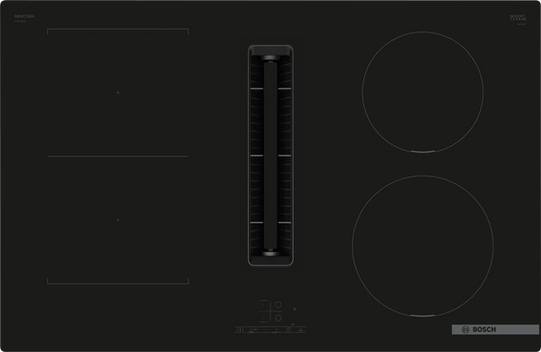 Plita cu inductie cu hota integrata BOSCH PVS811B16E, PowerBoost, CombiZone, QuickStart, 622 m³/h, 80 cm