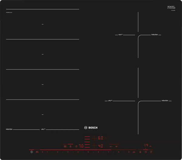 Plita cu inductie BOSCH seria 8 PXE601DC1E, FlexZone, MoveMode, Power Boost, PerfectFry, 60 cm