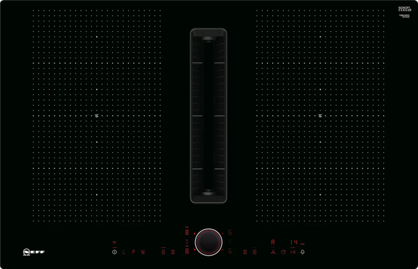 Plita cu inductie cu hota integrata NEFF N90 T58PL6EX2, HomeConnect, TwistPad, PowerTransfer, 622 m³/h, 80 cm