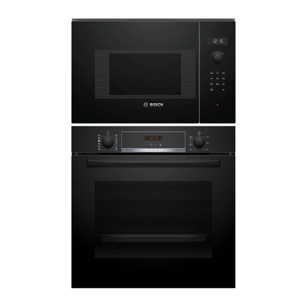 Set Cuptor electric incorporabil BOSCH HQA574BB3 + Cuptor cu microunde incorporabil BOSCH BFL524MB0