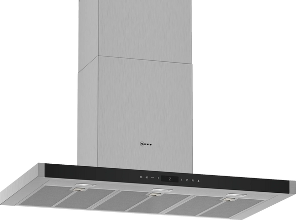 Hota decorativa NEFF N90 D96BMU5N0, Clasa A+, AirFresh, Dimmer, Silence, 844 m³/h, 90 cm