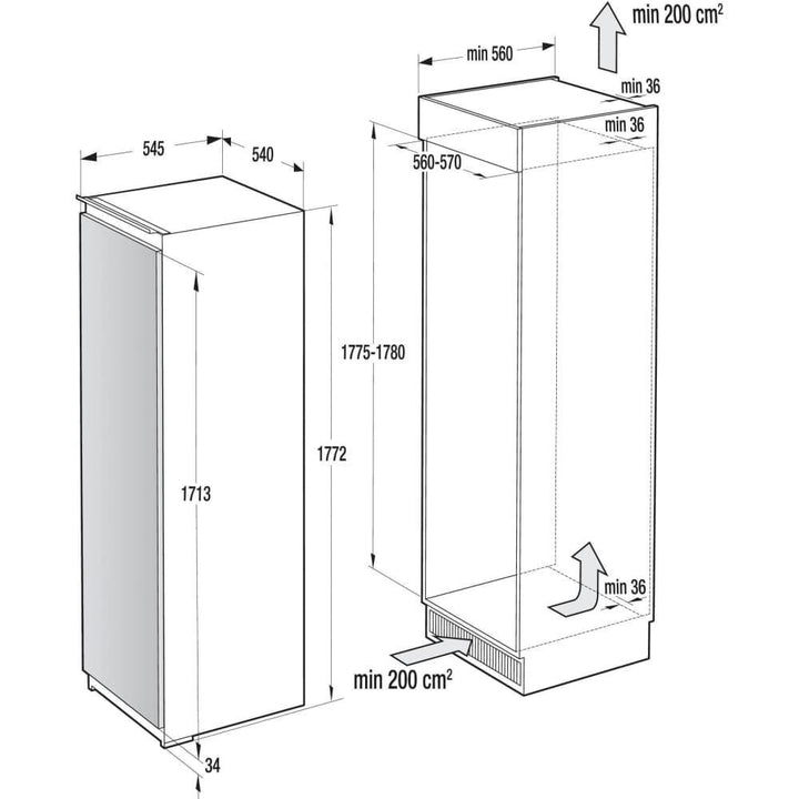 Frigider incorporabil GORENJE RBI4182E1, Clasa F, H 177,7 cm, 280 L - TECHNOMAX - GORENJE -www.techmax.ro
