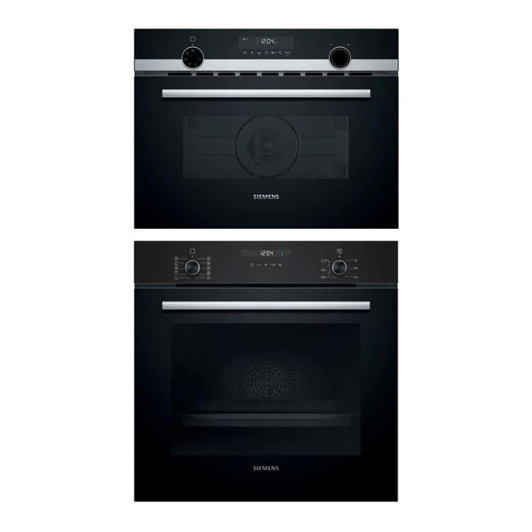 Set Cuptor electric SIEMENS iQ500 HE517ABS0 + Cuptor cu microunde SIEMENS iQ500 CM585AGS0 cu functii de cuptor - TECHNOMAX - SIEMENS -www.techmax.ro