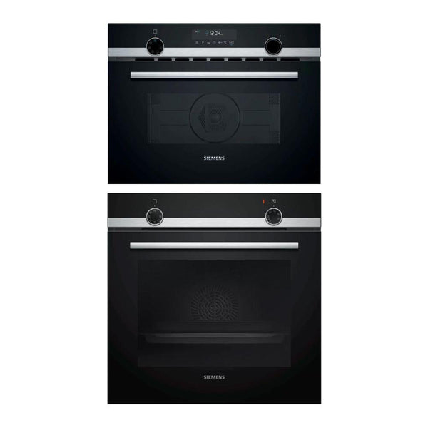 Set Cuptor electric SIEMENS iQ100 HB510ABR1 + Cuptor cu microunde SIEMENS iQ500 CM585AGS0 cu functii de cuptor - TECHNOMAX - SIEMENS -www.techmax.ro